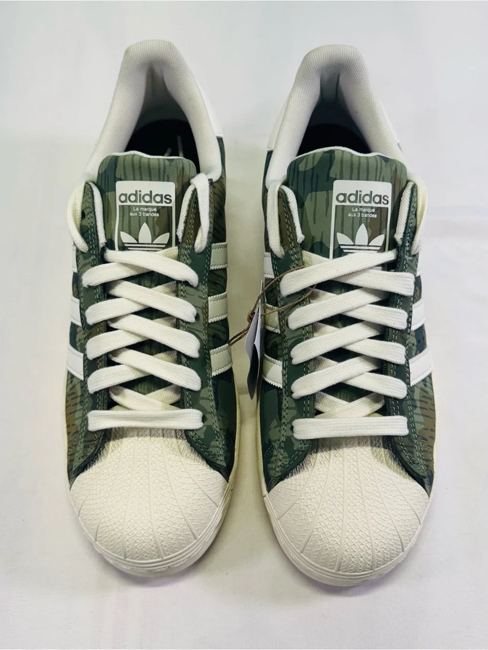 adidas Superstar Sneakers in Green Camo and White Accents